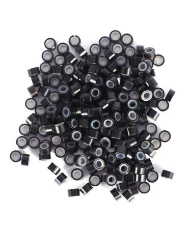 Lavenchi Hair Extension Beads, Micro Rings Microlink Beads, Silicone Lined For Loop Hair, Micro Ring Beads Hair Extensions (1000pcs/pack, Black) 1000 Count (Pack of 1) Black
