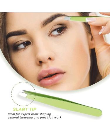 bxd Eyebrow Tweezers Set (3 Pieces) - Stainless Steel Precision Tools for Eyebrows, Beards, Ingrown Hairs, Blackheads, and Tick Removal - Green - Buy Online on GoSupps.com