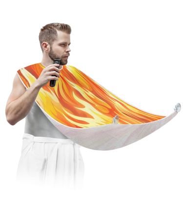 Abstract Flame Beard Bib Apron Beard Hair Catcher for Men Shaving Fathers Day Anniversary Christmas Gifts for Dad Husband Beard Bib with 2 Suction Cups