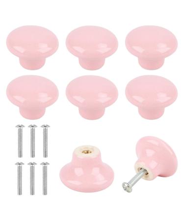 6 pieces of ceramics door buttons ceramic pounds for children door buttons for children ceramic knots handles furniture buttons ceramic cabinet handles drawer button pull handle handle with screws for drawers (pink)