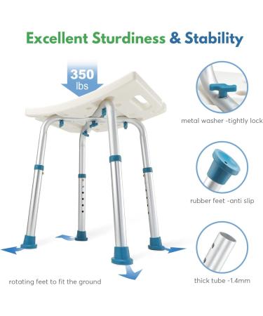 Auitoa Shower Stool with Holder & Handles | Tool-Free Assembly Adjustable Seat for Seniors, Elderly, Handicapped, Pregnant | 350lbs Capacity - Buy Online on GoSupps.com