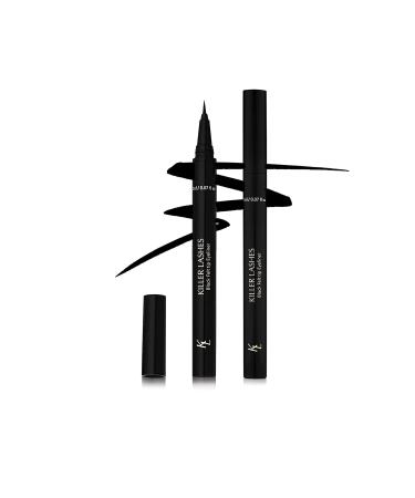 KL KILLER LASHES Black Liquid Eyeliner Pen with Felt-Tip for Natural and Statement Looks 0.07 Fl Oz (Pack of 1) Black Felt Tip Eyeliner