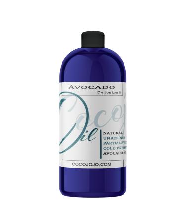 Dr Joe Lab Avocado Oil - 32 oz Pure Natural Cold Pressed Unrefined Partially Filtered Avocado Oil - for Hair Skin Body Nail and Beard