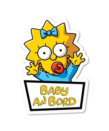 Baby on board sticker auto Maggie simpson 13x18cm easy to stick vinyl sticker for baby on board baby on board car sticker (color) - Buy Online on GoSupps.com