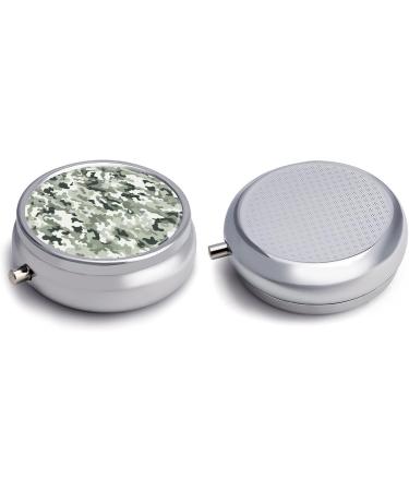 Round White Camouflage Pill Box - 3 Compartment Metal Organizer | Portable & Decorative Pocket Pill Case - Style-37 - Buy Online on GoSupps.com