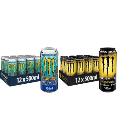 Monster Energy Juiced Aussie Style Lemonade - caffeinated energy drink with refreshing citrus taste & rehab lemon - caffeine -containing energy -old with lemon taste bundle with rehab lemon