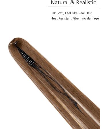 Cybelleza 22inch Ponytail Hair Extensions Ponytail Claw Jaw on Long Straight Pony Tails Clip in Hair Extensions Synthetic Hair pieces for Women (Golden Brown & Bleach Blonde) 22" Golden Brown&Bleach Blonde - Buy Online on GoSupps.com