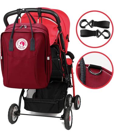 Kalidi Baby Diaper Backpack - Multifunctional Mama Bag with Stroller Hook | Big Capacity Travel Baby Bag in Burgundy - Buy Online on GoSupps.com