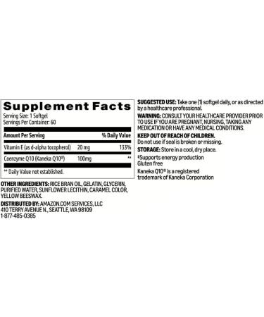 Amazon Basics Rapid-Release CoQ10 Heart Health Softgels 100 mg 60 Count - Buy Online on GoSupps.com