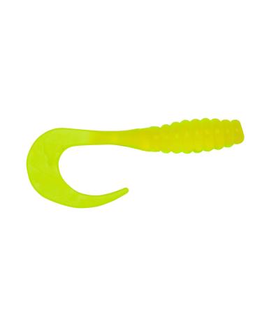 YUM Ribbontail Grub Curly-Tail Swim-Bait Bass Fishing Lure, 3 Inch Length, 15 per Pack Chartreuse