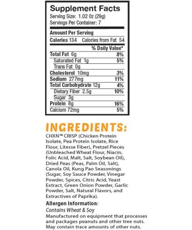Barn Dad Nutrition CHXN-SNX Protein Bites - Kung Pao with Dry Roasted Peas & Pretzels (7 Servings, 56g Protein) - 7.15oz - Buy Online on GoSupps.com