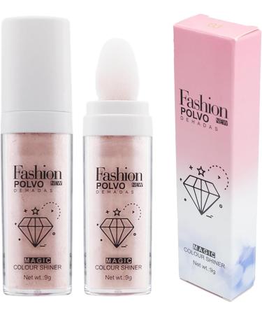 Face Highlighter Powder | Not-sticky Sparkle Highlighter Powder Makeup Cosmetic For Traveling Shopping Wedding Prom For Women Girls Pochy #2 Pink - Buy Online on GoSupps.com