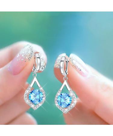 Buy Germanium Lymphatic Drainage Earrings for Women | Weight Reduction & Glittering Rhinestone Design in White & Blue - Buy Online on GoSupps.com