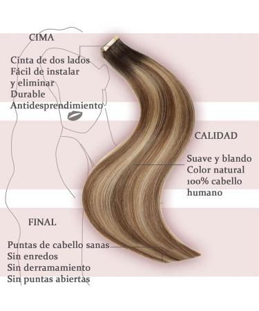 Hotlulana Tape Extensions - Real Hair Chestnut Brown to Light Blonde Mix (#2/6/18) - 16 40g Invisible Skin Weft - 20PCs - Buy Online on GoSupps.com