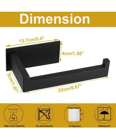 Vanloory Self Adhesive Toilet Paper Holder - Rustproof Stainless Steel, Easy Install, Matte Black Finish - Ideal for Office and Bathroom - Buy Online on GoSupps.com