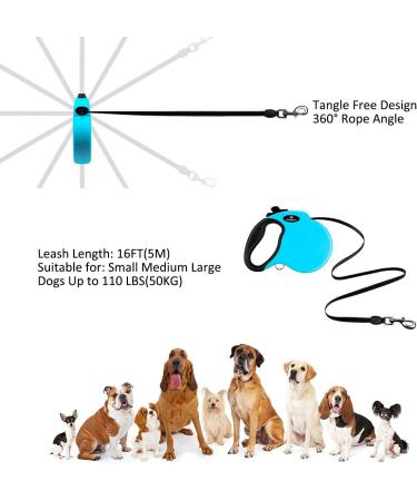 Philorn 5m Retractable Dog Leash - Flexible One-Button Blocking Non-Slip Handle Reflective & Safe for Medium to Large Dogs (Up to 50kg) - Blue Color - Buy Online on GoSupps.com