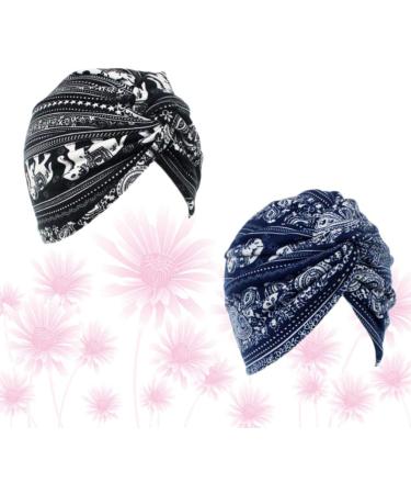 Minkissy 2pcs Sleep Turban Caps for Women | Elastic Chemotherapy Hat | Double Layer Headwear | Soft Sleep Caps - Buy Online on GoSupps.com