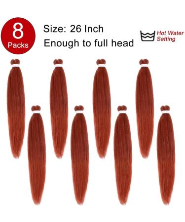 Xtrend 30 Inch EZ Braids 8Packs Copper Red Pre-Stretched Easy Braiding Hair Extensions for Box Braids Hair Hot Water Setting Synthetic Fiber Hair Extensions 350# 30 Inch (Pack of 8) 350# - Buy Online on GoSupps.com
