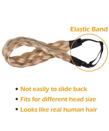 Silk-Co Women s 5-Strand Blonde Braided Headband | Vintage Elastic Hair Band for Weddings | Hair Tie & Extensions | 3.8cm Wide Blonde & Honey Blonde - Buy Online on GoSupps.com