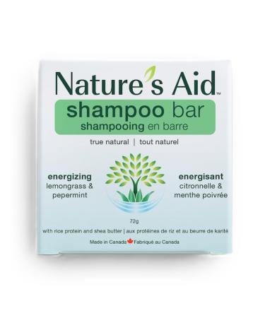 Nature's Aid Energizing Natural Rice Water Shampoo Bar for Hair Growth Strengthening & Thickening Shampoo for All Hair Types. Natural Lather and Salon Quality. Vegan. Made in Canada. (Lemongrass Peppermint) 72g