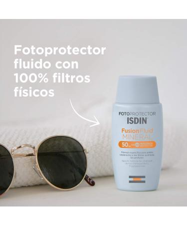 ISDIN Fotoprotector Fusion Fluid Mineral SPF 50 - 100% Mineral Sunscreen for Sensitive Skin | 50ml International Shipping - Buy Online on GoSupps.com