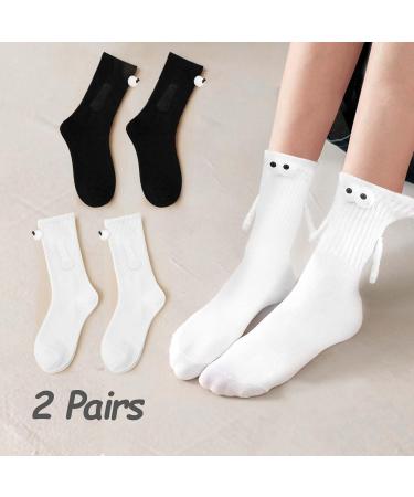 Magnetic Hand in Hand Couple Socks | Best Friend Magnet Socks for Friendship - Black+White - Buy Online on GoSupps.com