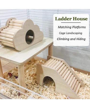 Eyksta Wooden Hamster House with Stairs - Cozy Hideout & Ladder Toy for Hamsters (17x8.5x9) - Ideal Hamster Accessories - Buy Online on GoSupps.com