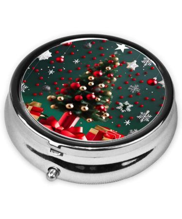 Round Ball Christmas Tree Pill Box - 3 Compartment Travel Organizer for Purse & Pocket - Buy Online on GoSupps.com