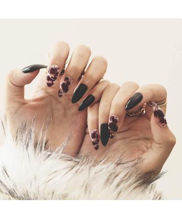 Stiletto Punk Witches Press on Nails Black and Red Flame Marble Full Cover Glossy False Nails (24 PCS) - For Women and Girls - Buy Online on GoSupps.com