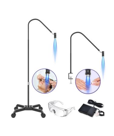 UV Lamp for Eyelash Extensions UV Lash Light for Gel Nails with Foot Pedal UV Light with Touch Dimmable & adjustable Wattage & Flexible Gooseneck Lash Lamp UV Lash Glue Curing Light Black