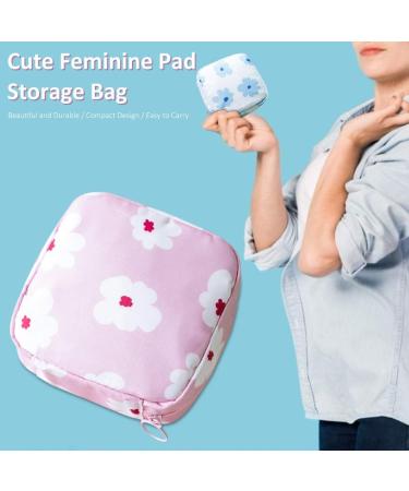 Fiyson 2 Periods Bag - Women's Sanitary Napkin & Tampon Storage Bag with Zipper - 12.5cm x 12cm x 4.5cm - Blue Women's Organizer - Buy Online on GoSupps.com
