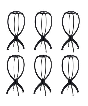 Wig Stand Holder-Rbenxia 6pcs Portable Durable Plastic Folding Wig Holder Hairpieces Display Tool Stable Wig Stand Dryer (Black)