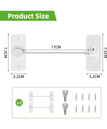 2Pcs Window Restrictors - Versatile Self Adhesive Locks for UPVC Windows, Refrigerators & More - Childproof Safety Cable Lock with Key - Buy Online on GoSupps.com
