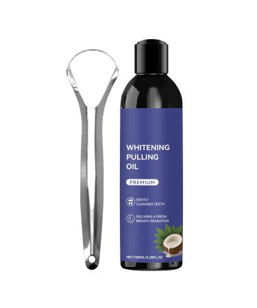 BommFu Mouth oil pulling 100 ml rinse with tongue scraper daily dental cleaning for young people in the morning in the evening before going to sleep after going to sleep