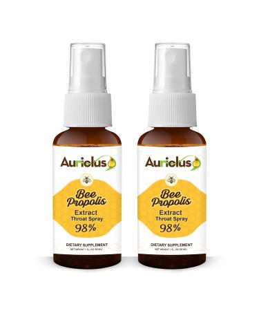 Auriolus Natural Bee Propolis Throat Spray-98 Bee Propolis Liquid Extract NO Alcohol-Helps with Immune Support & Sore Throat Relief Antioxidants Keto Paleo Gluten-Free 1 Fl Oz (Pack of 2)