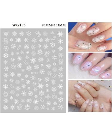 Christmas Nail Stickers 10 Sheets Self-Adhesive Nail Decal Snowflake Winter White Nail Art Decoration Design Supplies - Buy Online on GoSupps.com