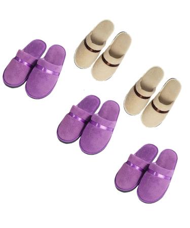 Tianmao 5 pairs of slipper hotels lipper tortier hip slippers with closed toes universal size 28.5 * 11cm coral fleece guest slippers for spa party guests hotel and travel unit size 3 purple