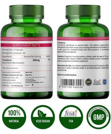 Puu D Mannose Cranberry Extract Capsules 800mg with Probiotics & Antioxidants - UTI Relief for Women & Men | 60 Capsules - Buy Online on GoSupps.com
