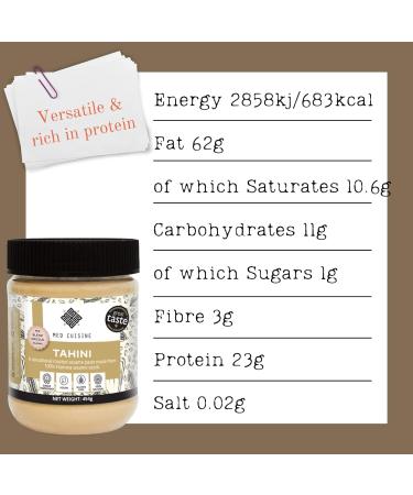 Med Cuisine Tahini - All Natural 100% Roasted Humera Single Origin Sesame Seeds Paste - Vegan Gluten-Free Peanut Free Nut Free Soy Free - 454gr 454 g (Pack of 1) - Buy Online on GoSupps.com