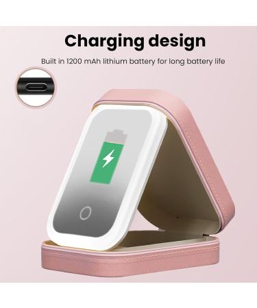 Travel Makeup Box Anti-loss 3 Colors Adjustable Lighting Jewelry Storage Box LED Mirror for Lipstick (Roseate) - Buy Online on GoSupps.com