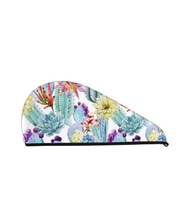 Cactus Microfiber Hair Towel Soft Super Absorbent Hair Towel Wrap for Women Coral Velvet Quick Dry Hair Cap for Long Curly and Thick Hair