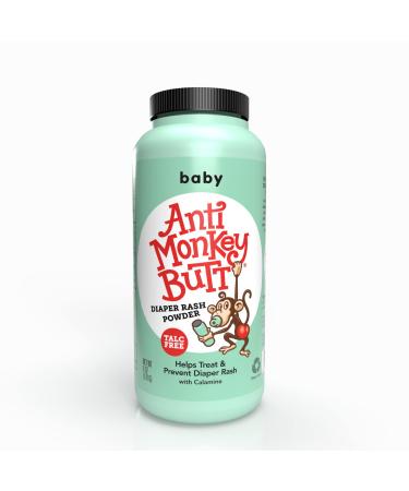 Anti Monkey Butt Baby Powder with Calamine - Prevents Diaper Rash and Absorbs Moisture - Talc Free - 6 Ounces - Pack of 1 Older Version, 1 Pack