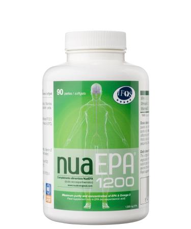 Nua Nua Biological NuaEPA 1200 Omega 3 Marine Blue Fish EPA (Eicosapentaenoic Acid) 90 Triglyceride Capsules (1200mg Pure EPA/Pearl)