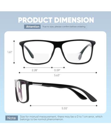 Missfive Photochromic Bifocal Reading Glasses for Men - Blue Light Protection Stylish Vintage Eyeglasses with Dual-Use Lens 2.5x Glossy Black Frame - Buy Online on GoSupps.com
