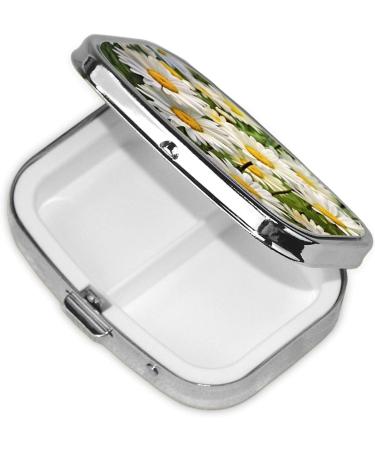 Floral Daisies 2 Compartment Pill Case | Cute Travel Pill Box Organizer for Purse & Gifts - Buy Online on GoSupps.com