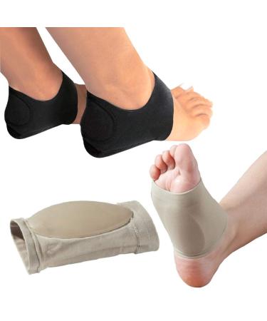 Plantar Fasciitis Relief by MEDIZED, Arch Support, Plantar Fasciitis Brace, Arch Support Socks, Plantar Fasciitis, Inserts, Insole, Sock, Orthotic, (COMBO Pack - Beige Arch Sleeve and Black Heel Wrap)