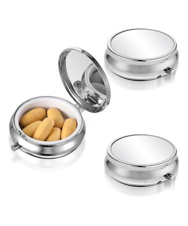 3 Pcs Portable Medicine Pill Case Small Travel Multi-Functional Pill Box for Purse or Pocket Cute Metal Medicine Pill Organizer Box for Vitamins Fish Oil and Supplements 1 Compartment