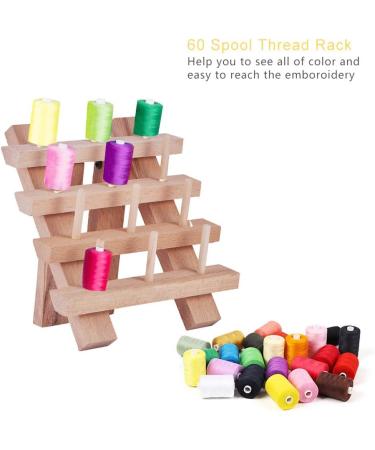 PandaHall 12 Spool Small Wooden Thread Rack Holder - Sewing Embroidery Organizer (Burlywood) - Buy Online on GoSupps.com