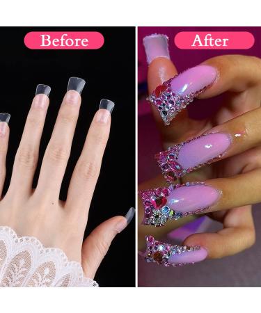 Duck Fan Flare Nail Tips - 500PCS | Clear Natural Crystal Duck Feet Style for Wide French False Nail Extension | Half Cover Acrylic Nails Professional for Y2K-inspired Designs - Buy Online on GoSupps.com