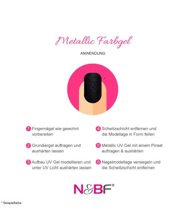 N&BF Metallic UV Gel 5ml - Dark Silver | Acid-Free Color Gel | Metallic Nail Art Gel Made in EU | Self-Smoothing Metal Effect Gel - Buy Online on GoSupps.com